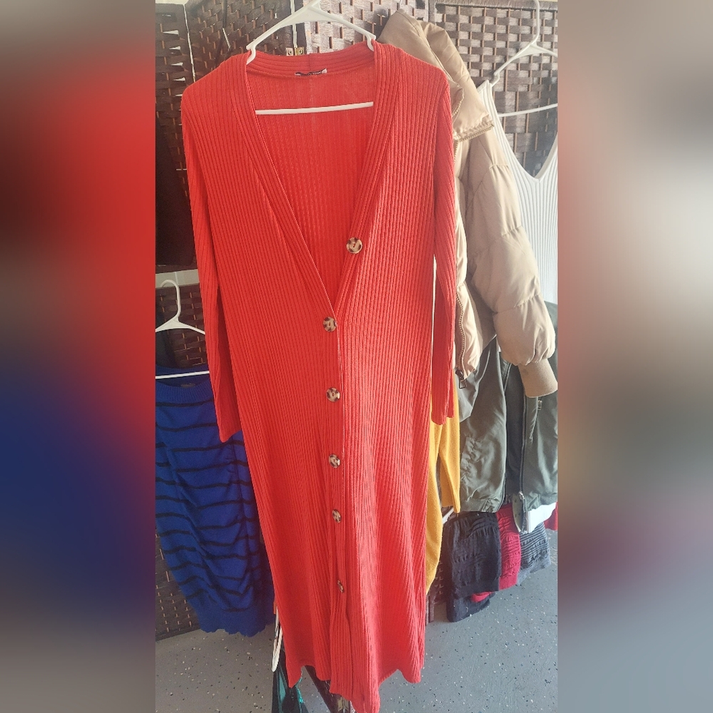 Red Button-Up Dress - Picture 4 of 4